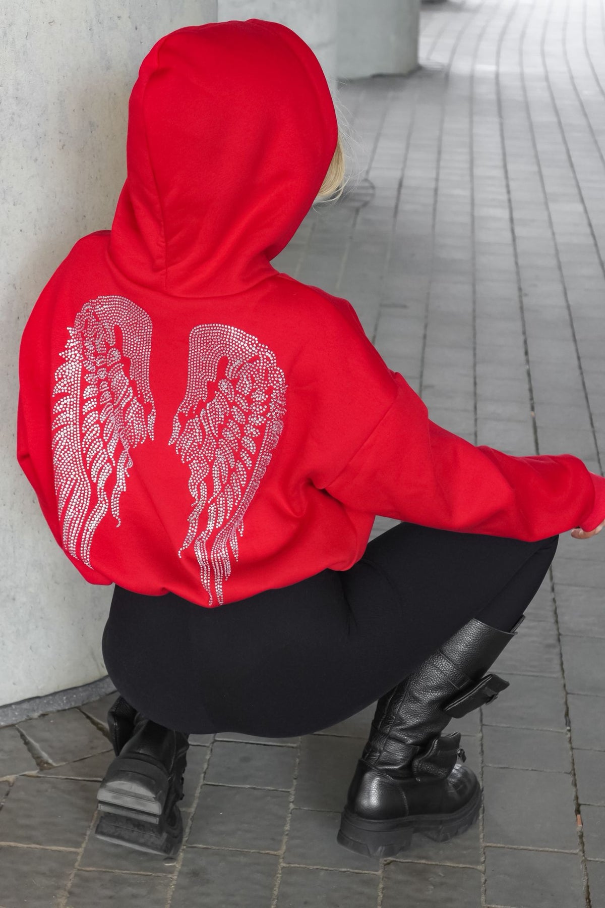 🪽LA MONNE bluza kangurka SKRZYDŁA czerwona