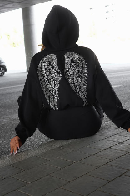 LA MONNE bluza rozpinana SKRZYDŁA czarna