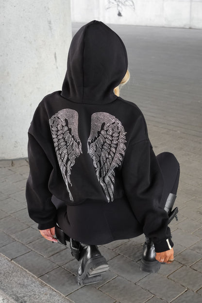 🪽LA MONNE bluza kangurka SKRZYDŁA czarna