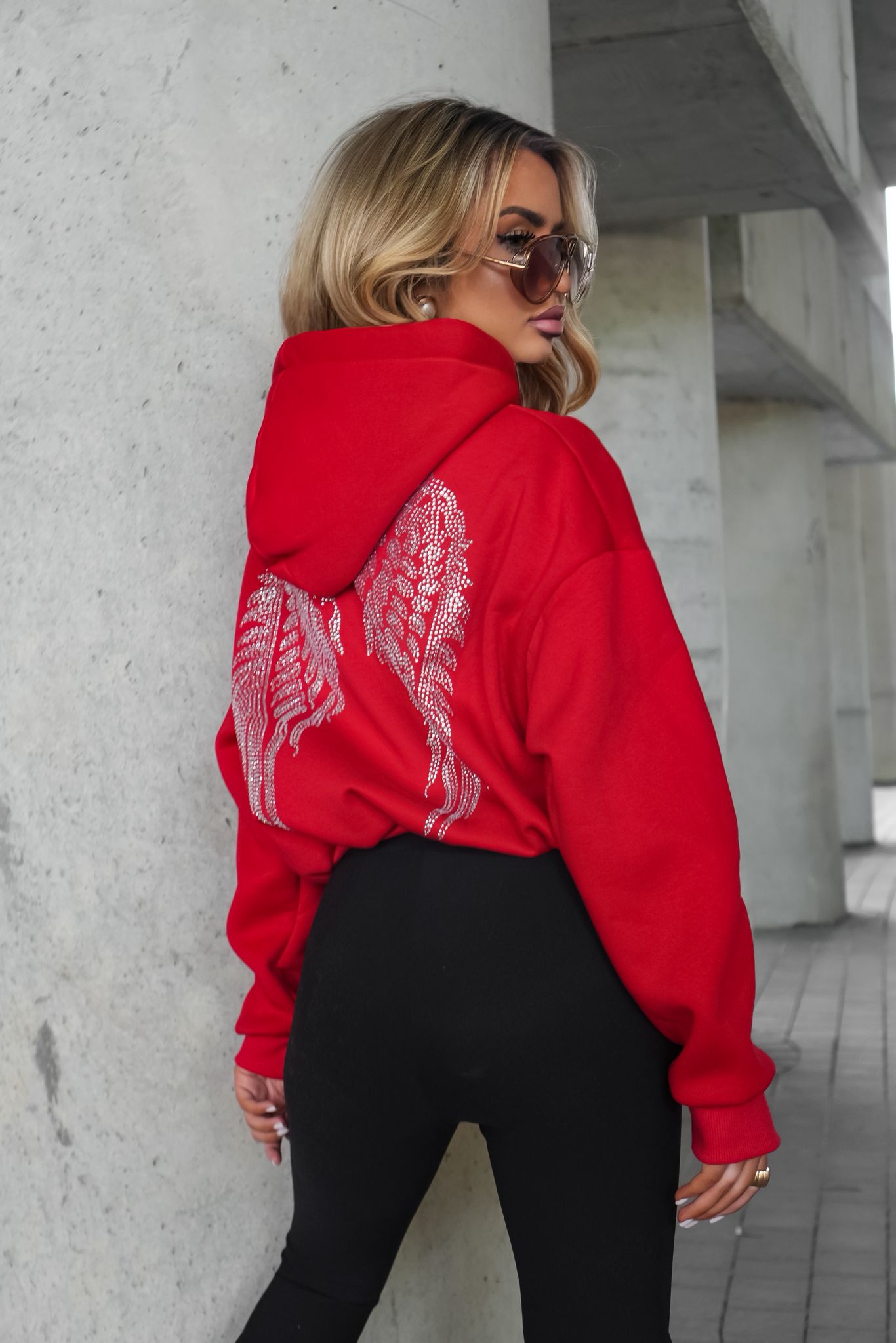 🪽LA MONNE bluza kangurka SKRZYDŁA czerwona