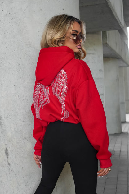 🪽LA MONNE bluza kangurka SKRZYDŁA czerwona