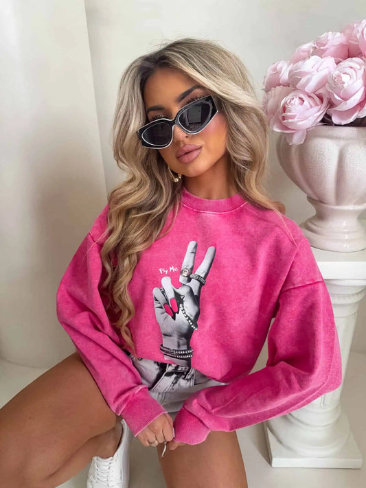 BY ME Dekatyzowana bluza HAND różowa