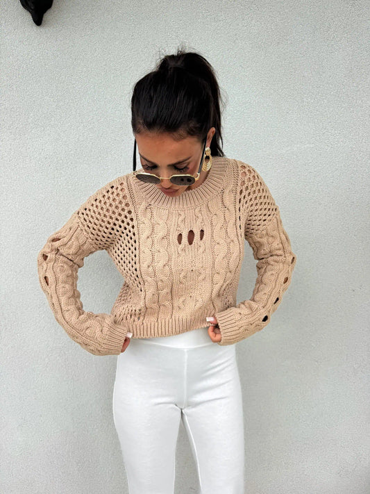 BY ME Sweter MOON – ciemny beż