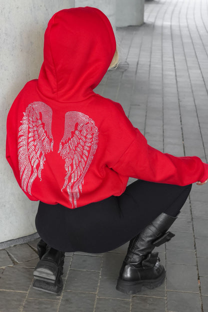 🪽LA MONNE bluza kangurka SKRZYDŁA czerwona