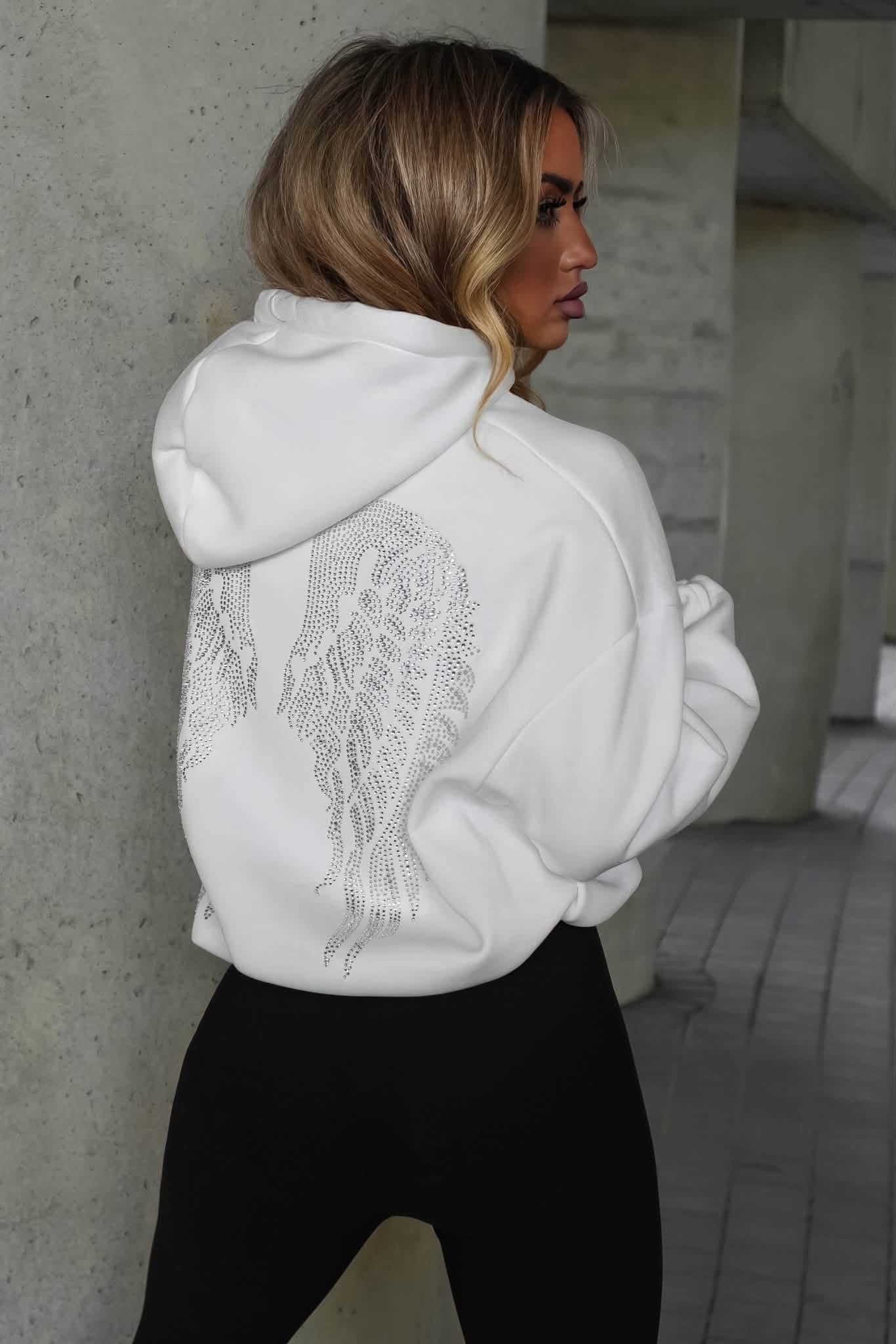 🪽LA MONNE bluza kangurka SKRZYDŁA white