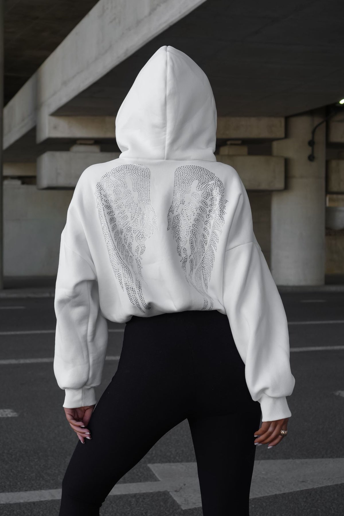 🪽LA MONNE bluza kangurka SKRZYDŁA white