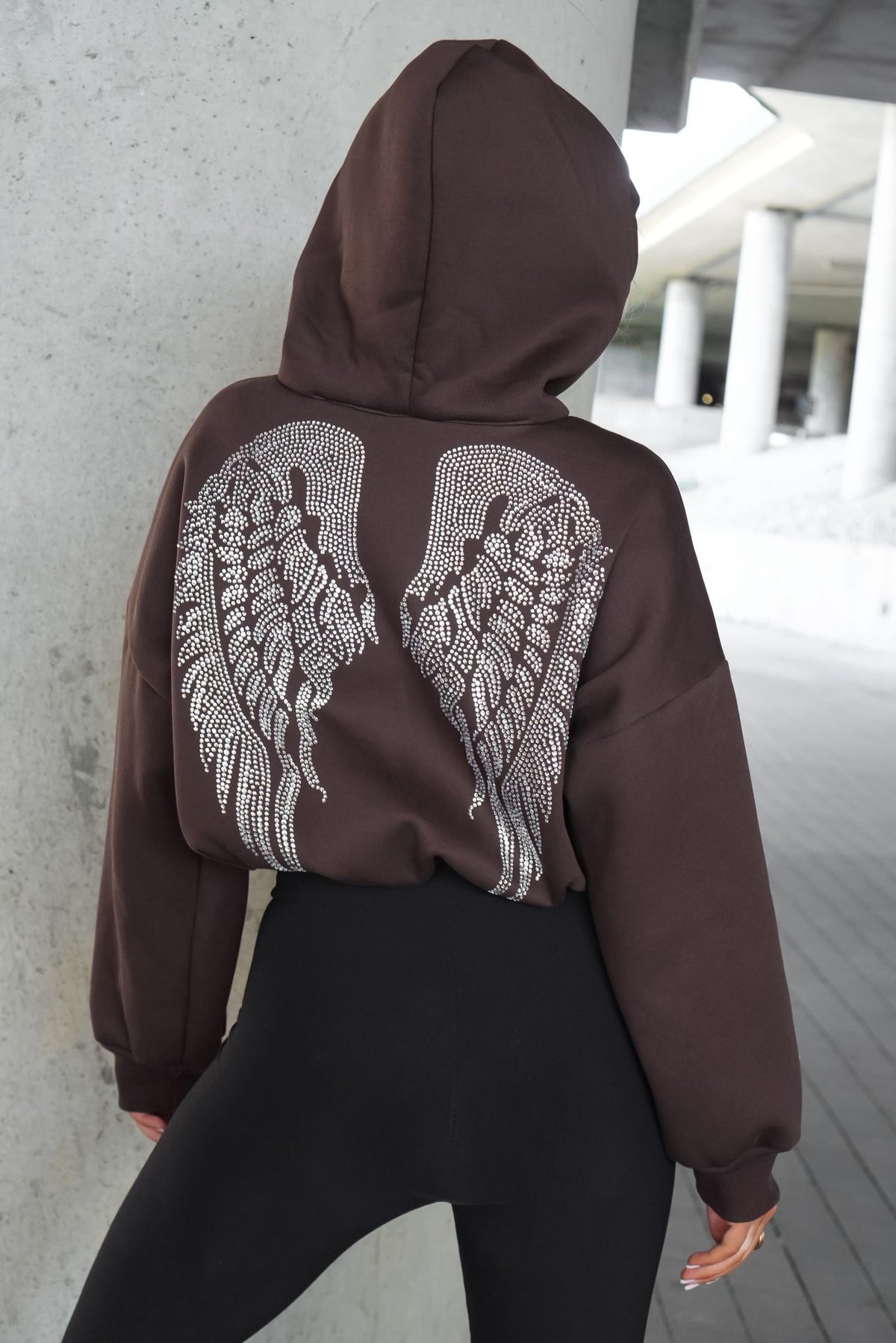 🪽LA MONNE bluza kangurka SKRZYDŁA brąz