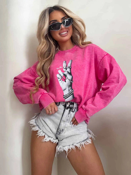 BY ME Dekatyzowana bluza HAND różowa