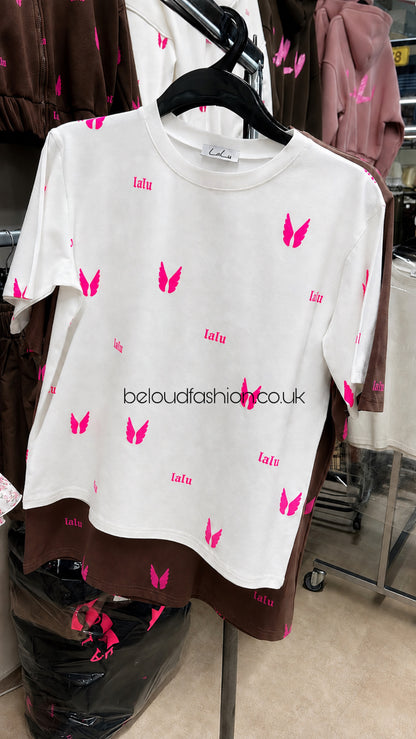 LALU T-shirt skrzydła white
